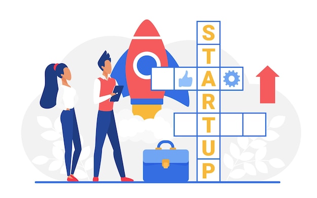 Vector startup crossword illustration
