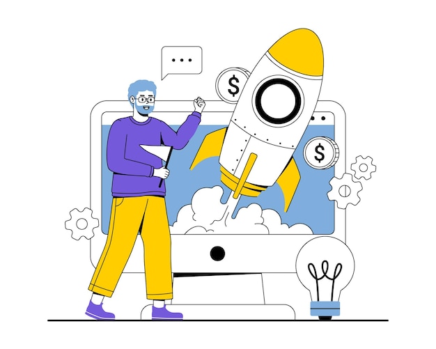 Vector startup launch concept