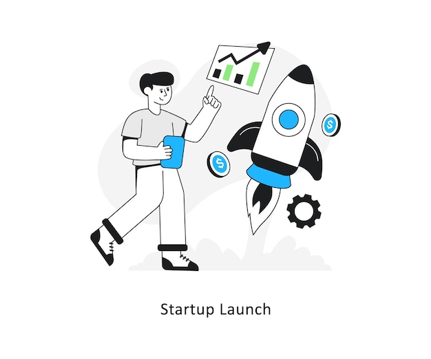 Vector startup launch flat style design vector illustration stock illustration