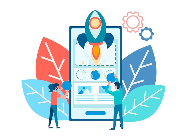 Vector startup mobile application mobile interface design and programming