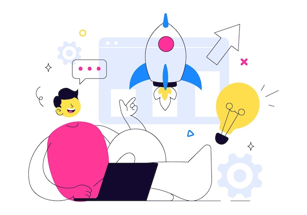 Vector startup vector illustration featuring the target of business development process innovative product launch arrow shooting and goal achievement