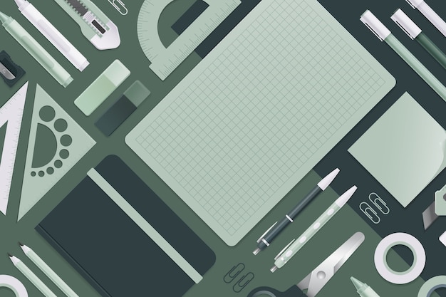 Vector stationery collection mockup in realistic style