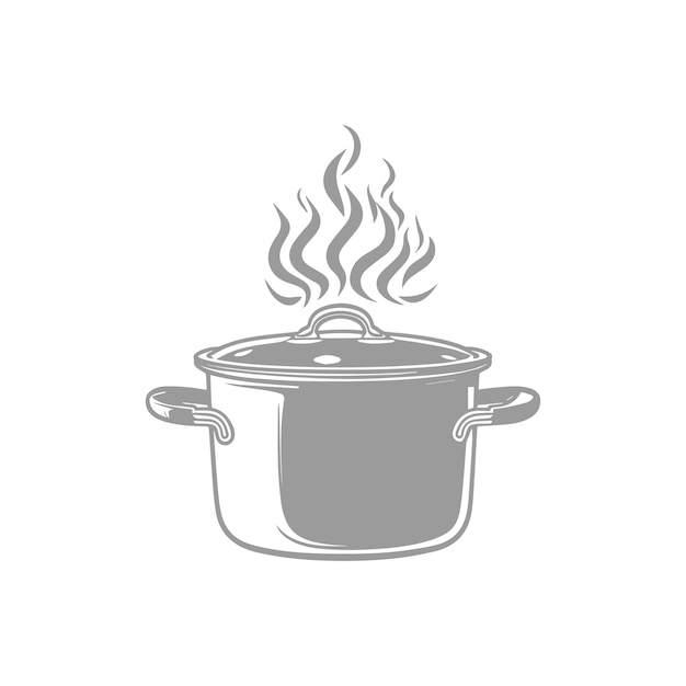 Vector steaming cooking pot icon