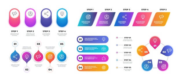 Vector step  infographic. timeline graph chart, workflow business presentation template, flowchart structure.  realistic graph banners technology