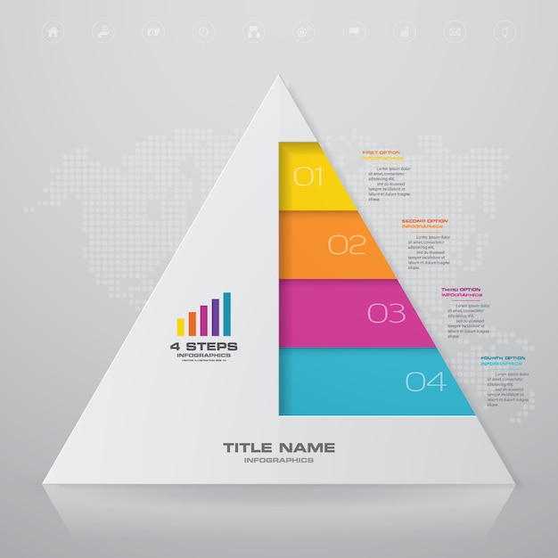 Vector steps pyramid with free space for text on each level. 