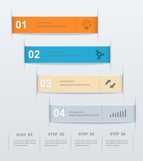 Vector stepwise numeric template infographic