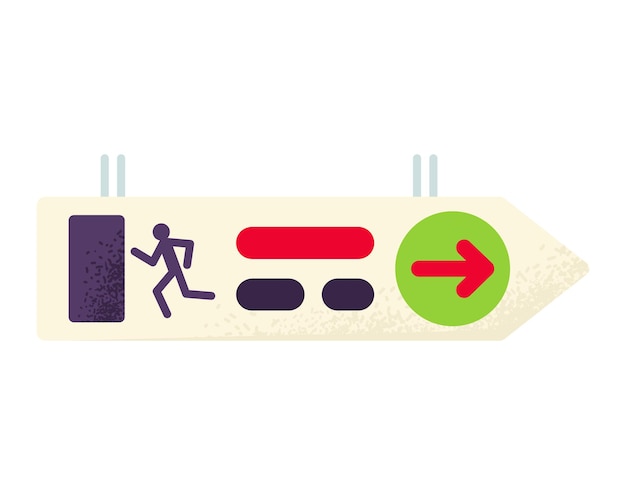 Vector stick figure running to green arrow performance metrics improvement concept progress indicator