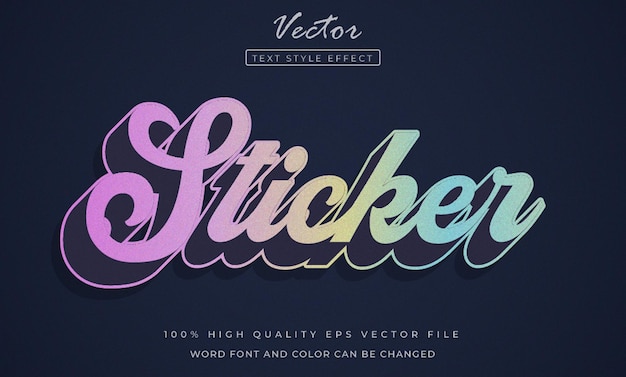 Vector sticker editable text effect holographic style