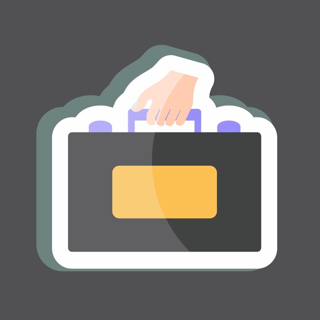 Vector sticker holding briefcase suitable for hand actions symbol design editable