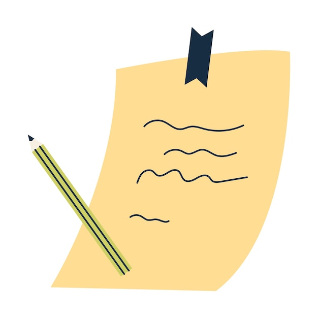 Vector sticky note and pencil isolated on white background vector illustration