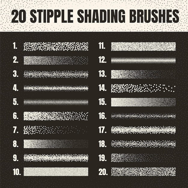 Vector stipple scatter brush ink drawing and texturing fading gradient stippling dotwork drawing shading