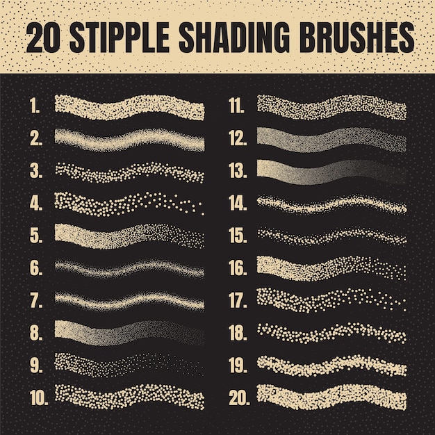 Vector stipple scatter brush ink drawing and texturing fading gradient stippling dotwork drawing shading