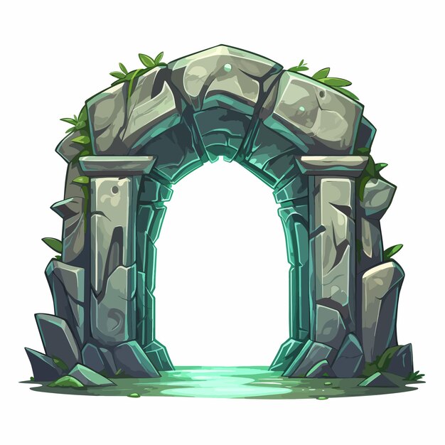 Vector a stone arch with a green water stream running under it