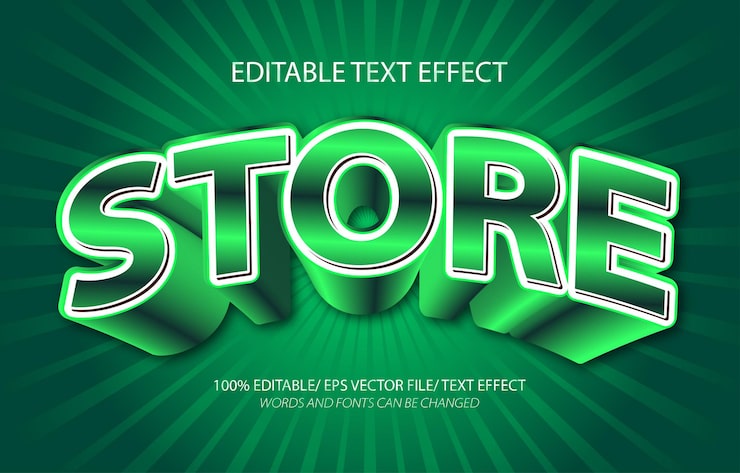 Store 3d editable text effect and editable text style