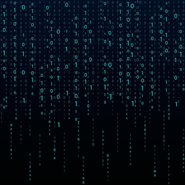 Vector stream binary code binary code matrix background on screen from numbers 0 and 1 computer matrix