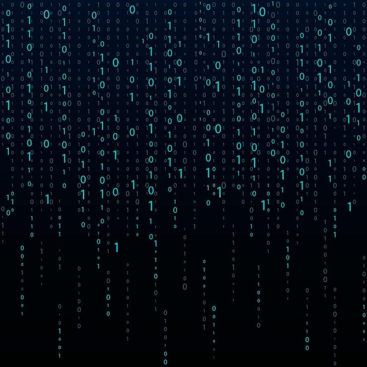 Stream binary code Binary code matrix Background on screen from numbers 0 and 1 Computer matrix