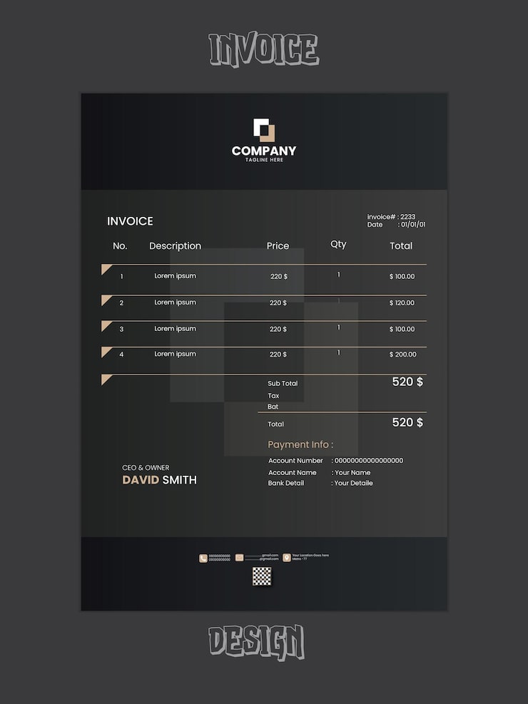 Vector streamlined invoice design sleek and professional billing template
