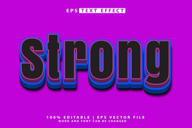 Vector strong 3d style editable text effect