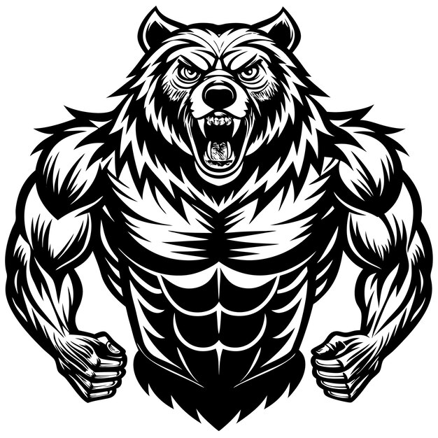 Vector strong bear with rugged features representing resilience and power vector design