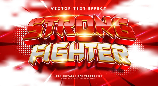 strong fighter 3d editable vector text effect with red luxury concept