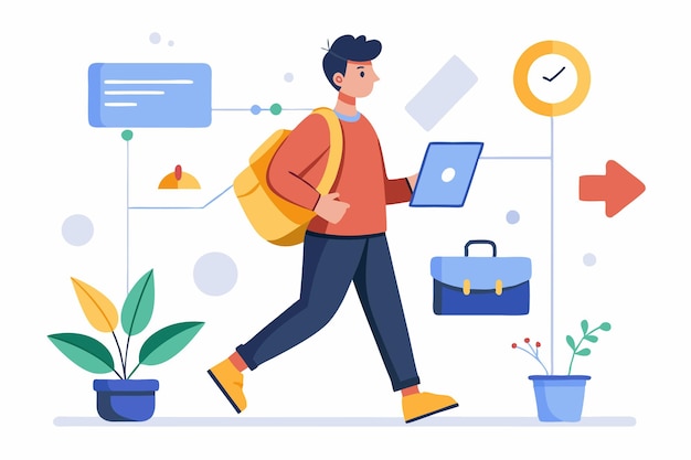 Vector student holding book touching graduation hat