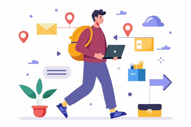 Vector student holding book touching graduation hat