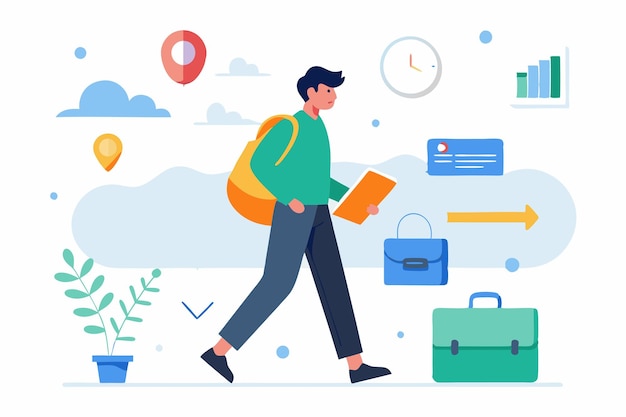 Vector student holding book touching graduation hat