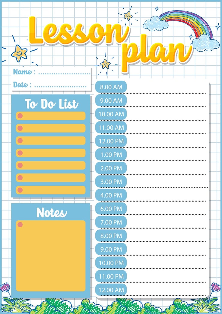 Vector student lesson plan and todo list organizer