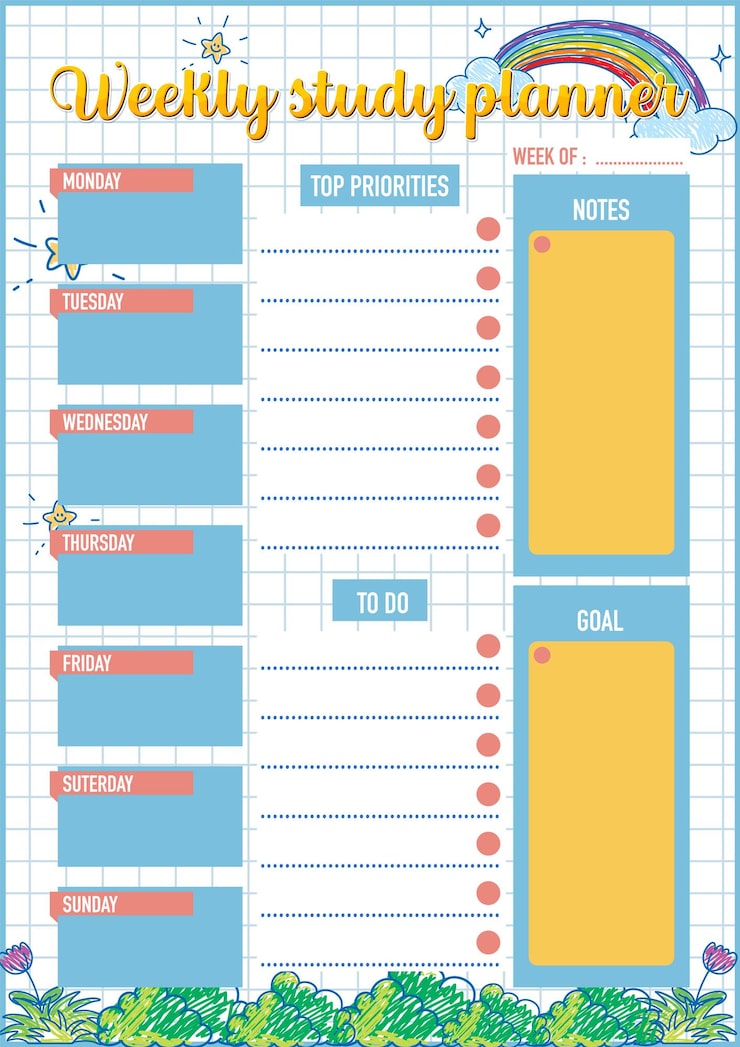 Vector student lesson plan and todo list template