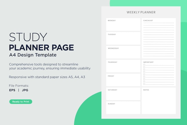 Vector study planner page template