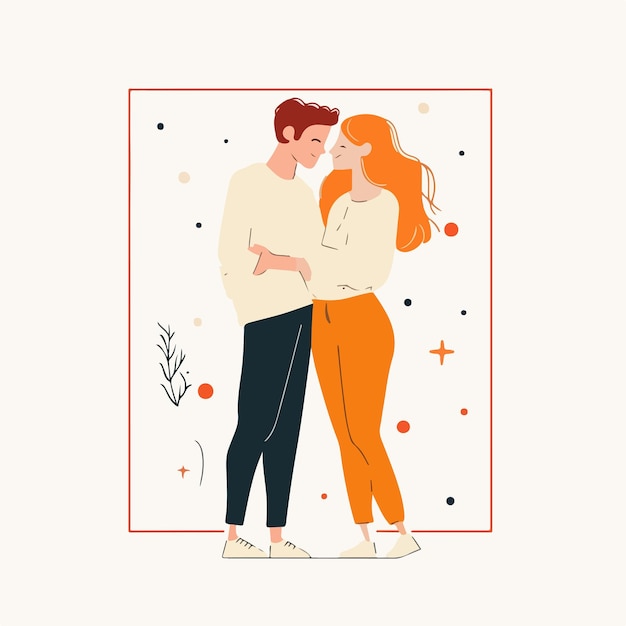 Vector stylish cute couple flat vector illustration design