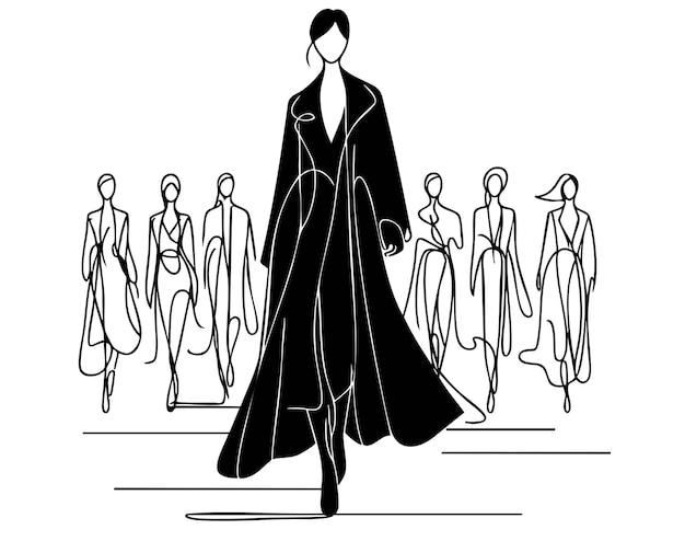 Vector stylish fashion models fashion girls sketch