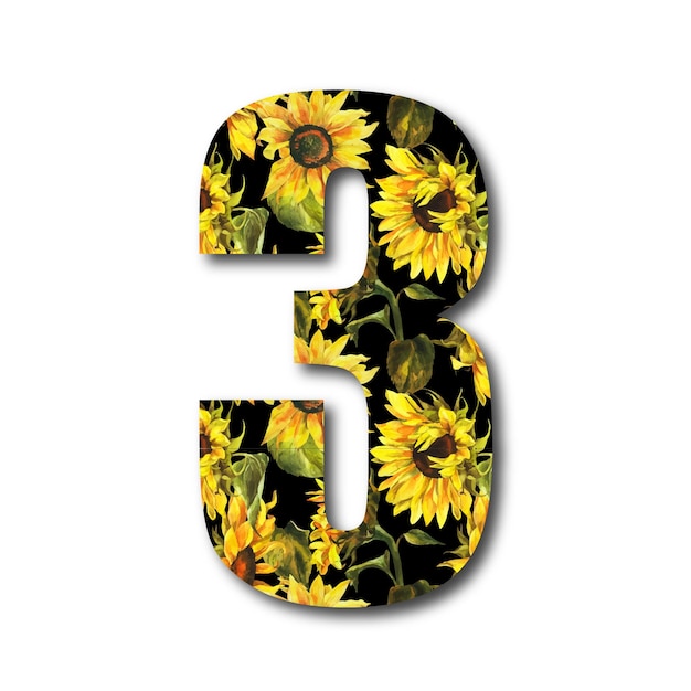 Vector stylish flower texture numbers three vector