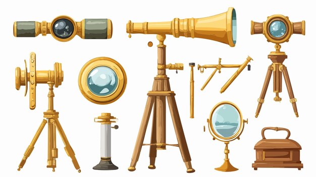 Vector stylish gold plated optical instruments for professional use