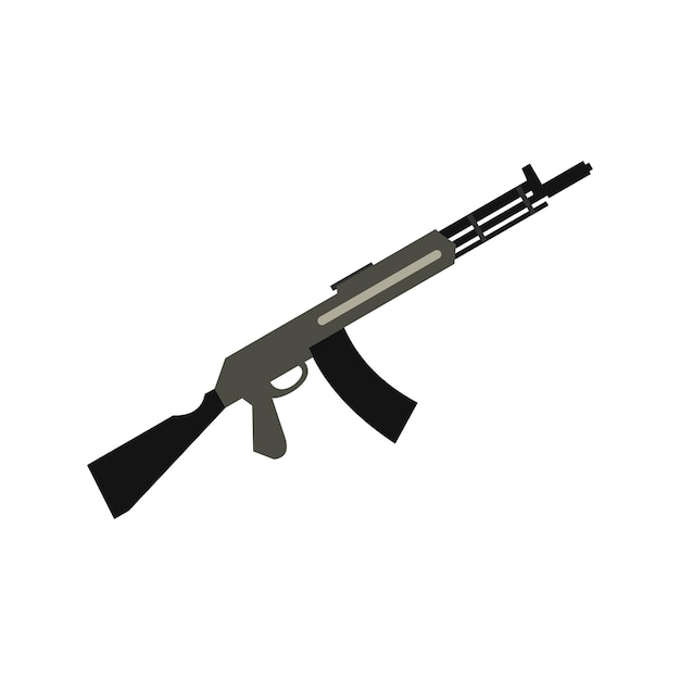 Vector submachine gun flat icon isolated on white background