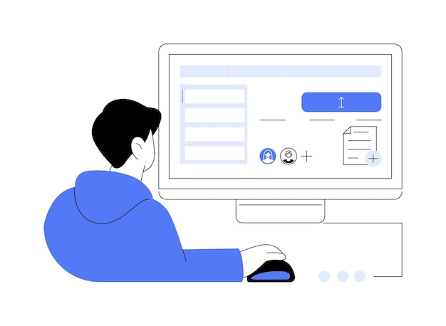 Vector submit work abstract concept vector illustration assignment submitting interface on the screen virtual classrooms smart classes data visualizations online training abstract metaphor