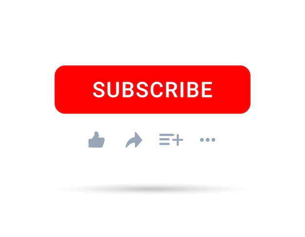 Vector subscribe button bell notification icon button and hand cursor click red button subscribe