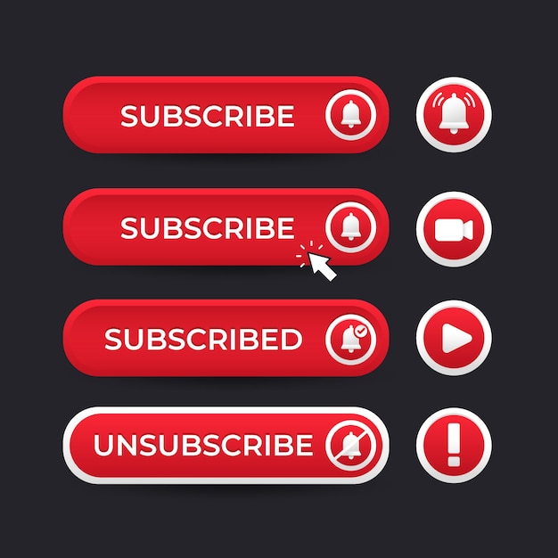 Vector subscribe button set