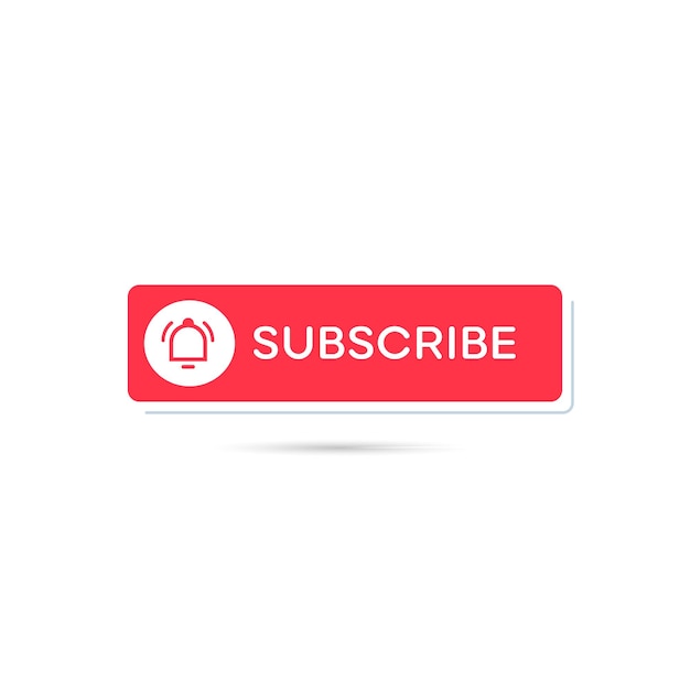 Vector subscribe red button button hand pointer clicking click here banner with shadow