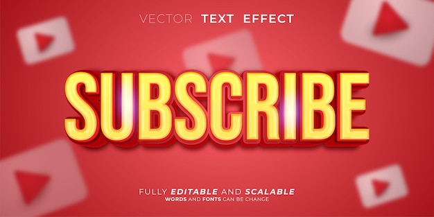 Vector subscribe text 3d editable text effect