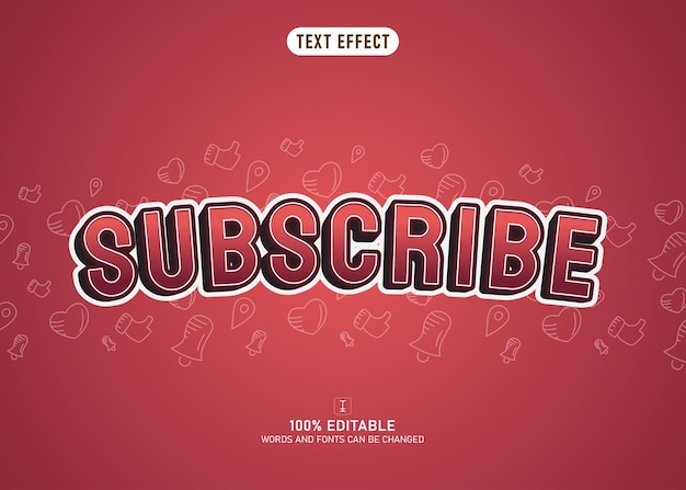 Vector subscribe text effect subscribe button text effect template with 3d style use for title headline
