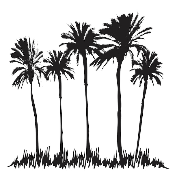 Vector summer background with black palm trees vector illustration
