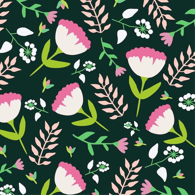 Vector summer spring background with flower leaf and plants pattern