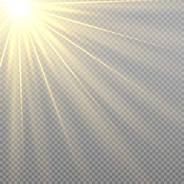Vector sun rays with beams isolated. lens flare light effect. sunlight effect.