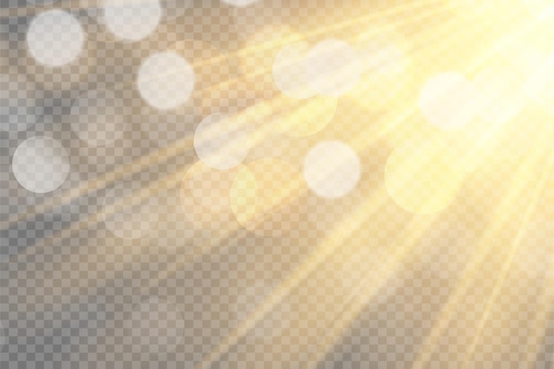 Vector sunlight on a transparent background glow light effec