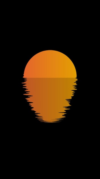 Vector sunset and shadow reflection on black color background