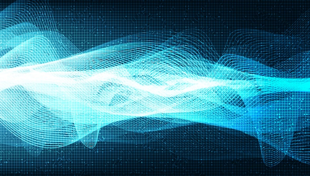 Vector super digital sound wave on light blue background