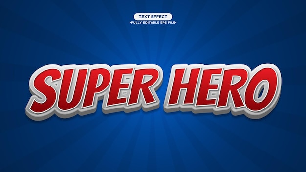 Vector super hero 3d vector text effect with cartoon and animation style