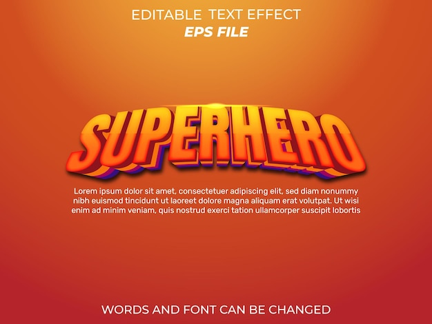Vector super hero text effect editable cartoon template style premium vector