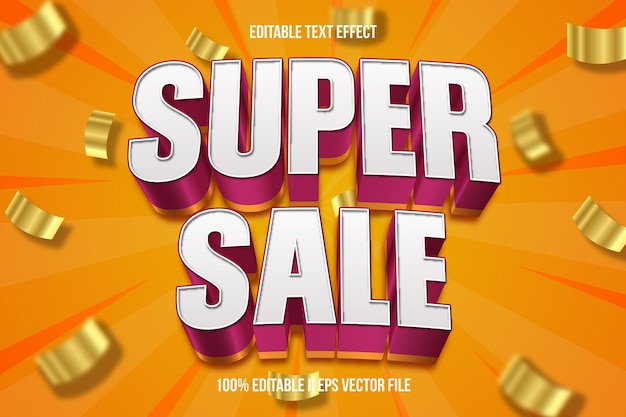 Vector super sale editable text effect 3d emboss gradient style
